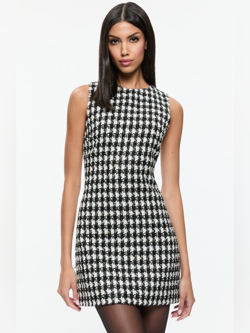 NWT Alice + Olivia Clyde Houndstooth Mini Dress